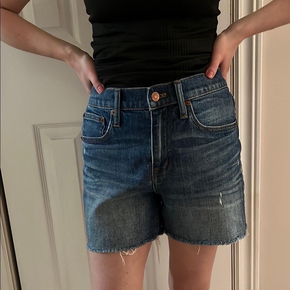 Madewell Blue Jean Shorts with Frayed Hem